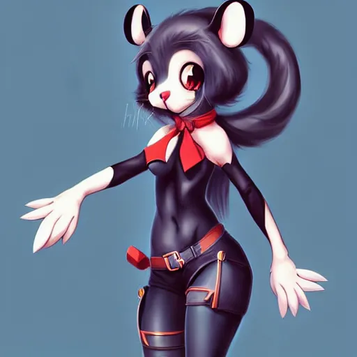 Image similar to fullbody portrait of anthropomorphic half - mouse cute anime girl, concept art, anime art, by a - 1 picture, trending on artstation artgerm, ross tran, bill ward, marc davis,