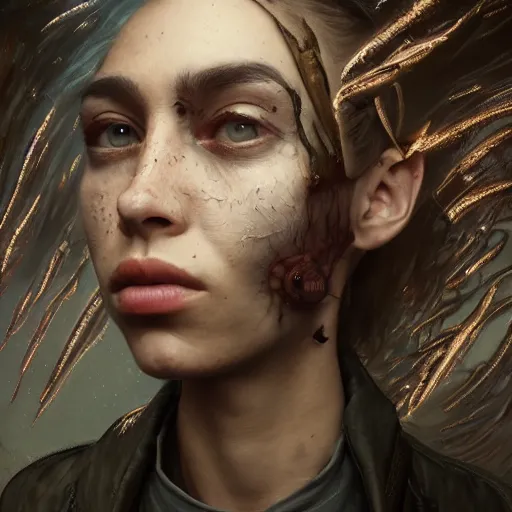 Image similar to Very very very very highly detailed epic central composition photo of Riley Reid face, intricate, dystopian, sci-fi, extremely detailed, digital painting, smooth, sharp focus, illustration, intimidating lighting, incredible art by Brooke Shaden, artstation, concept art, Octane render in Maya and Houdini