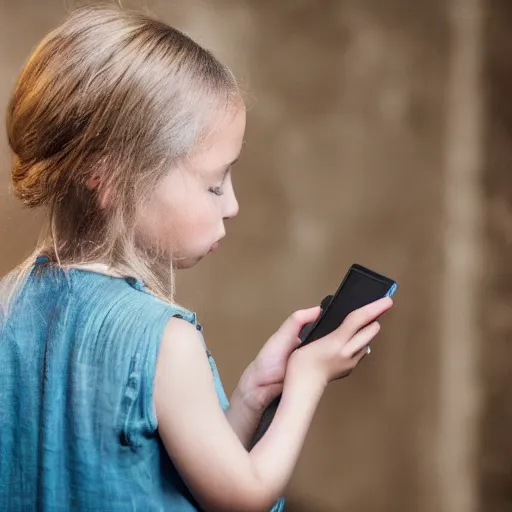 Prompt: a roman painting of a girl playing on her phone, 5 0 mm lens, f 1. 4, sharp focus, ethereal, emotionally evoking, head in focus, volumetric lighting, 8 k