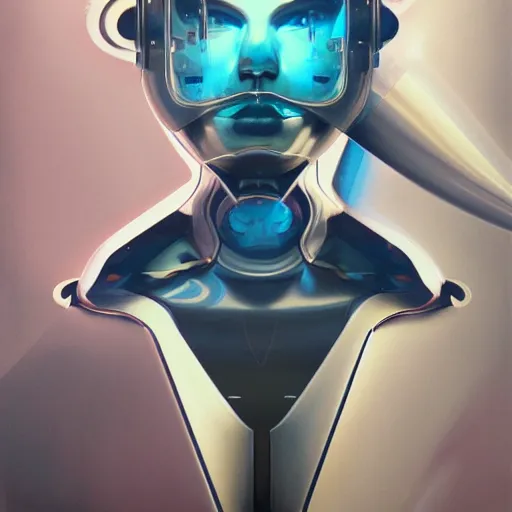 Image similar to scifi futurism automaton minimalism chrome by peter mohrbacher art Hajime Sorayama airbrush hyperrealism model abstract shatter fragments cubism futurism pastel blue soft flat minimal minimalism portrait face jackson pollock ukiyo-e lithograph mark ruthko swirl escape noise shimmer glow paint