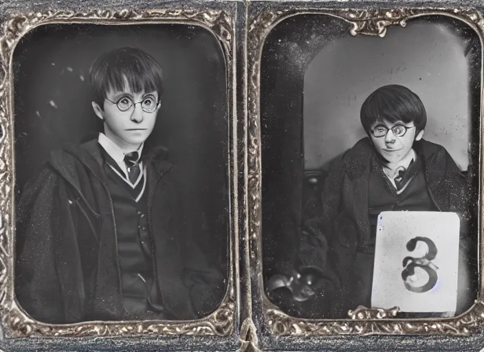 Image similar to a daguerrotype photo of harry potter, award winning photo