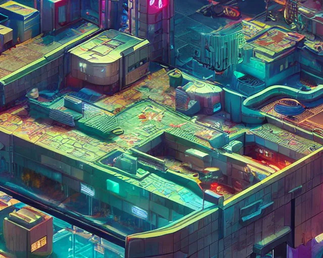 Prompt: fictional 3 d land plot, moe art style, isometric, inspired by cyberpunk 2 0 7 7, highly detailed map, realistic proportions, realistic lighting, hyperrealistic, octane render, unreal engine 5