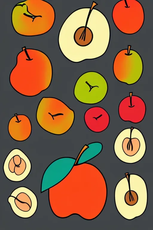 Image similar to minimalist boho style art of a colorful apple, illustration, vector art