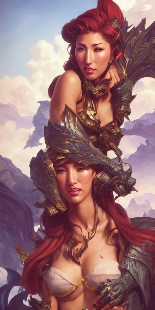 Image similar to dichen lachman, pinup, league of legends, intricate, highly detailed, digital painting, hyperrealistic, artstation, concept art, smooth, sharp focus, illustration, Unreal Engine 5, 8K, art by artgerm and greg rutkowski and alphonse mucha, by Jesper Ejsing