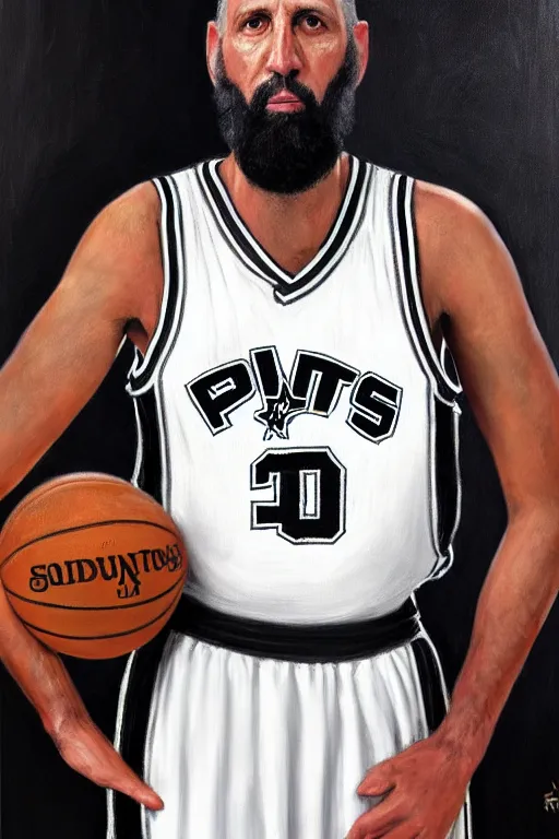 Image similar to full body portrait of the dictator of the san antonio spurs, 1 8 8 9, in full military garb, silver, black, white, greg popovich, oil on canvas by william sidney mount, trending on artstation