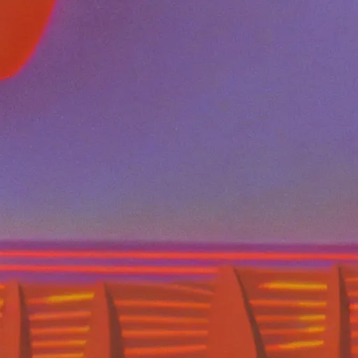 Image similar to futuristic angular neon pastel cityscape, still frame from Fantasia (1940)