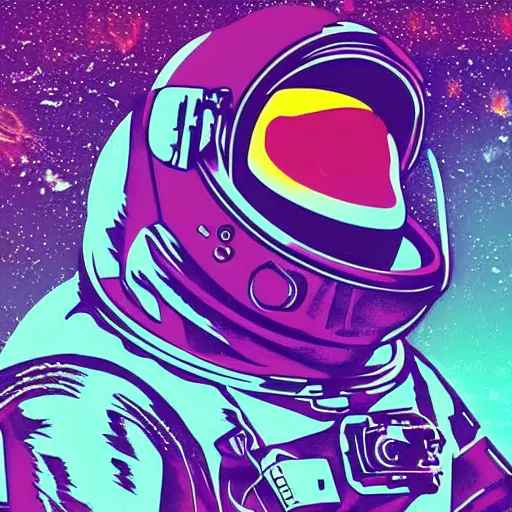 Image similar to astronaut chilling on the moon, pop art, Vapor wave