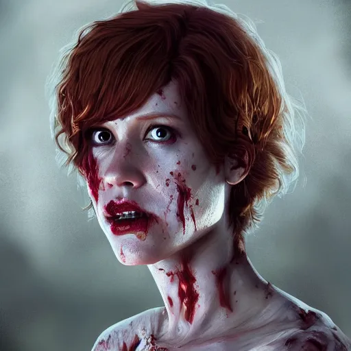 Image similar to portrait of molly ringwald as a zombie, 7 days to die zombie, fine art, award winning, intricate, elegant, sharp focus, cinematic lighting, highly detailed, digital painting, 8 k concept art, art by guweiz and z. w. gu, masterpiece, trending on artstation, 8 k