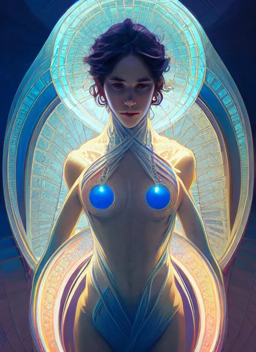 Image similar to symmetry!! water, glowing lights!! intricate elegant, highly detailed, digital painting, artstation, concept art, smooth, sharp focus, illustration, art by artgerm and greg rutkowski and alphonse mucha