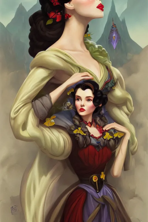 Prompt: beautiful hq matte painting portrait of vivien leigh as snow white, by peter mohrbacher greg rutowski