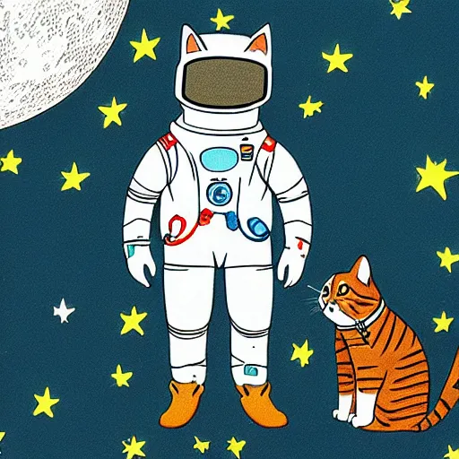 Prompt: a cat in a spacesuit for cats on the moon