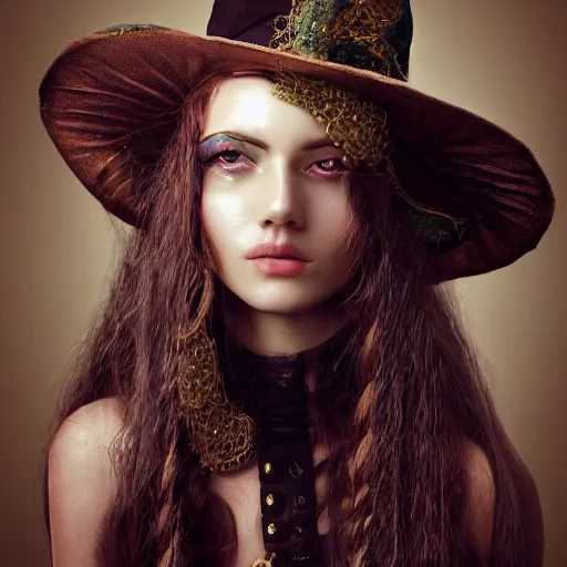 Image similar to a portrait beautiful steampunk woman by mario testino, long hair, aged 2 5, swedish, wearing a travel hat, photo realistic, 3 5 mm, photograph, octane render, trending on artstation