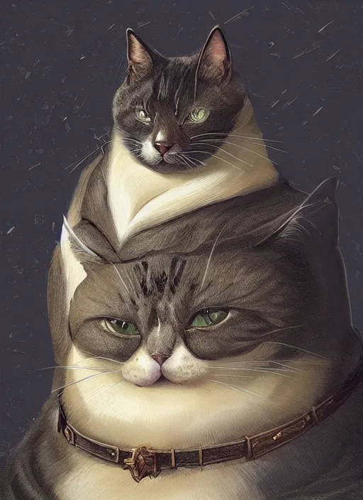 Prompt: digital _ painting _ of _ a really obese cat _ by _ filipe _ pagliuso _ and _ justin _ gerard _ symmetric _ fantasy _ highly _ detailed _ realistic _ intricate _ port