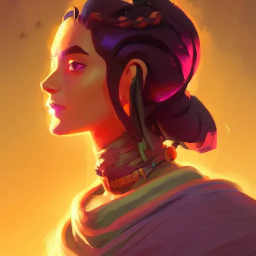 Image similar to profile portrait, maya ali mage, gloomhaven, dynamic lighting, gaudy colors, octane render aesthetic, matte painting concept art, official fanart behance hd artstation by jesper ejsing, by rhads and makoto shinkai and lois van baarle and ilya kuvshinov and rossdraws