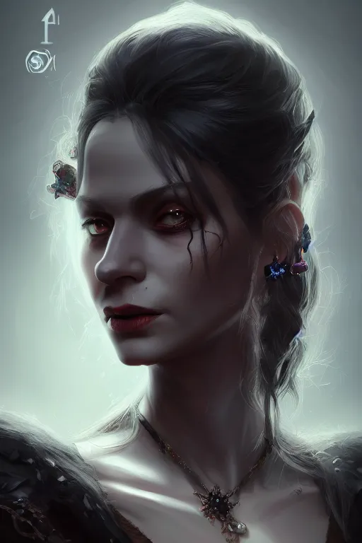 Prompt: a portrait of the queen of darkness, illustration, soft lighting, soft details, dark mood, painting oil on canvas by Shaddy Safadi octane render trending on artstation d&d characters, 4k, 8k, HD