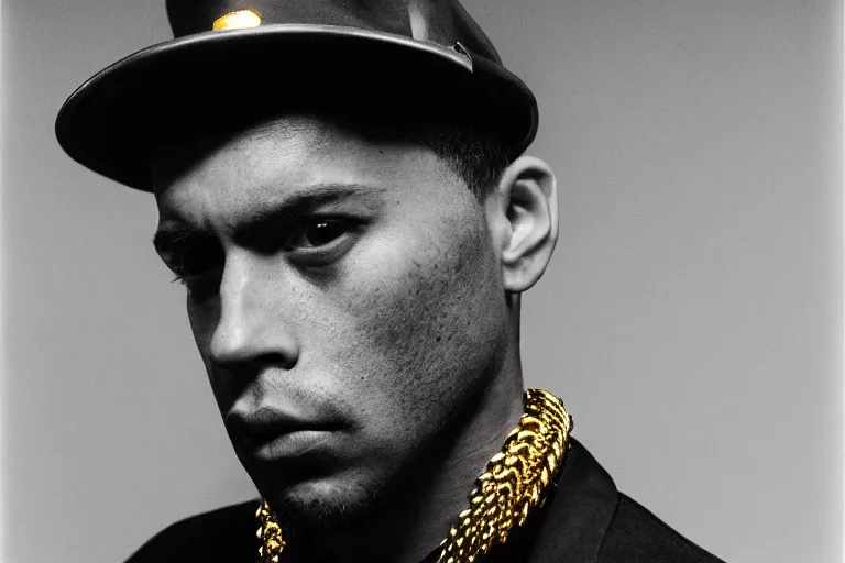 Prompt: a highly detailed cinematic headshot portrait photograph of a gangster with gold chains, ultra realistic, depth, beautiful lighting, by richard avedon and annie leibovitz and arnold newman, photorealistic, hyperrealistic, octane, epic composition, hasselblad camera, 5 0 mm, sharp focus, kodak tri - x 3 5 mm, masterpiece