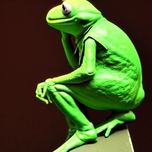 Image similar to The Thinker Kermit the frog by Auguste Rodin