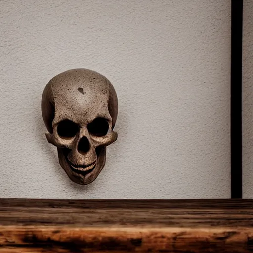 Image similar to skull on a table, EOS-1D, f/1.4, ISO 200, 1/160s, 8K, RAW, unedited, symmetrical balance, in-frame