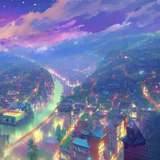 Image similar to heaven makoto shinkai city fantasy pixiv scenery art inspired by magical fantasy