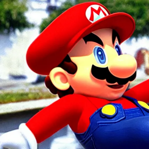 Prompt: realistic photograph of Mario in a hat with an M smoking in a french new wave Godard film aesthetic