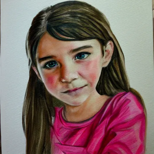 Image similar to sketch painting of a portrait of a 8 year old girl