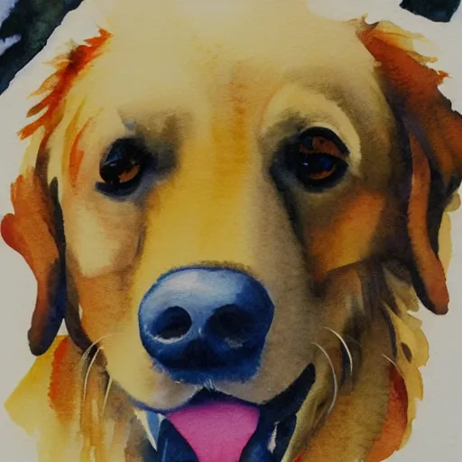 Prompt: water color of a golden retriever