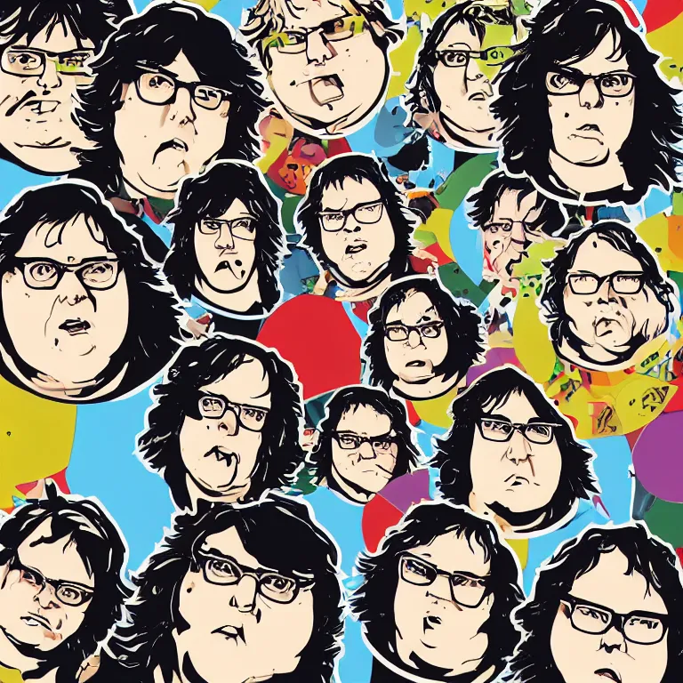 Image similar to andy milonakis & clark duke hybrid, vector, svg sticker art