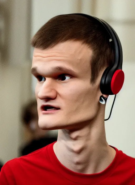 Prompt: vitalik buterin in headphones starring in pixar cartoon. vitalik buterin, medium shot, perfect symmetric face, coherent eyes, pixar cartoon style, beautiful face, fine details., very sharp, 4 k