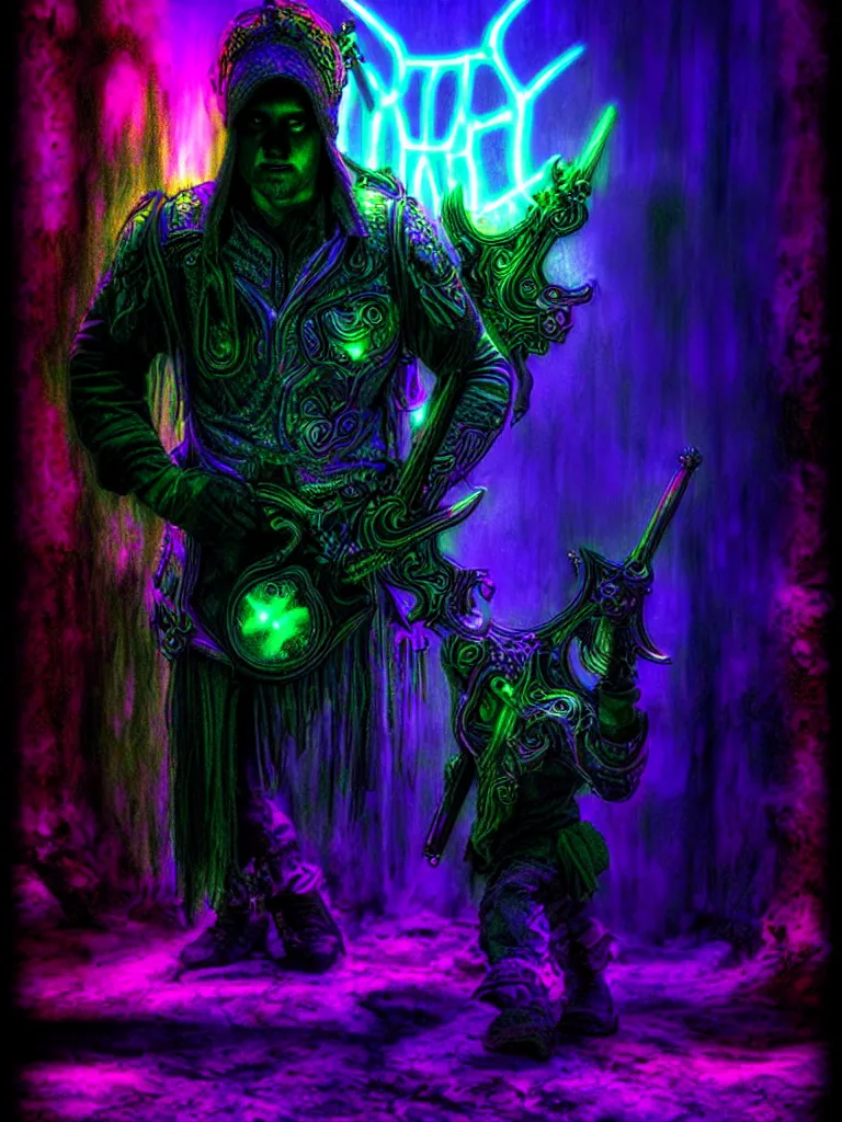 Prompt: glowing fantasy horror blacklight poster hdr