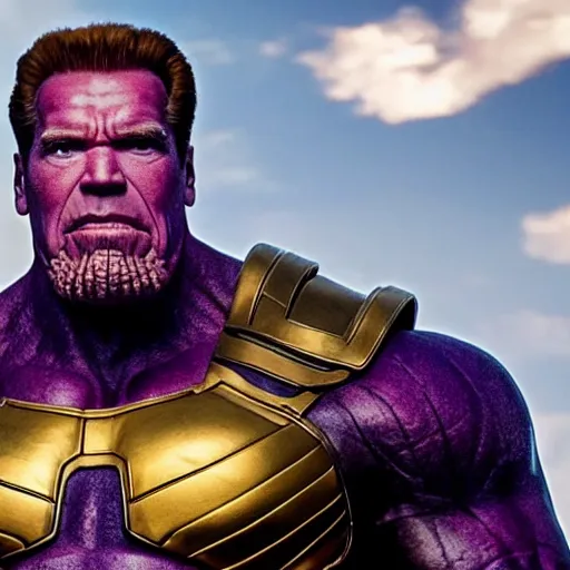 Prompt: Arnold Schwarzenegger as Thanos in MCU