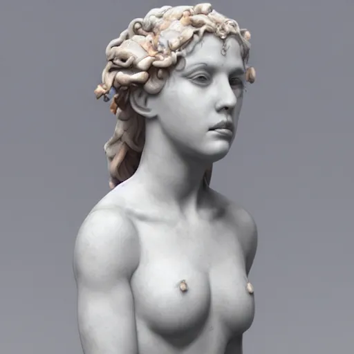 Image similar to sculpture of persephone, goddess of the underworld, made by miguel angel, art station, concept art, carrara marble