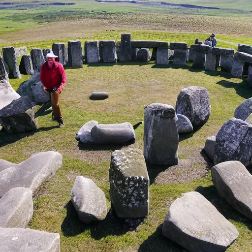 Prompt: giant placing the rocks of stonehenge