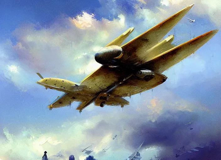 Prompt: painterly flying boat, by Greg Rutkowski and craig mullins