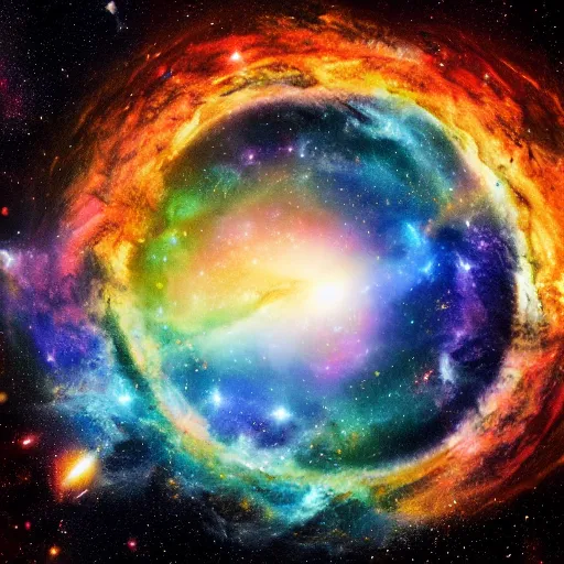 Image similar to the creation of a new universe cosmic light expanding, 4k resolution brilliant color scheme