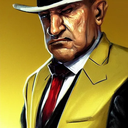 Prompt: “A portrait of a mafia boss in a golden suit, D&D sci-fi, artstation, concept art, highly detailed.”