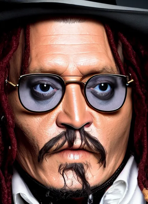 Prompt: studio portrait still of johnny depp as a muppet, 8 k, studio lighting, key light,