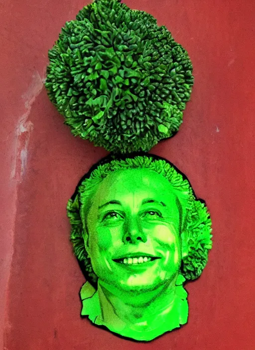 Image similar to portrait of elon musk carved on broccoli