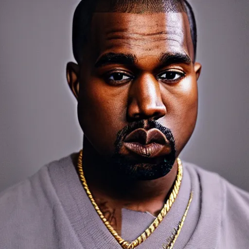 Image similar to the face of young kanye west wearing yeezy clothing at 3 4 years old, portrait by julia cameron, chiaroscuro lighting, shallow depth of field, 8 0 mm, f 1. 8