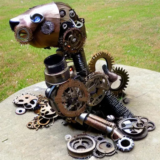 Image similar to river otter made of mechanical steampunk parts