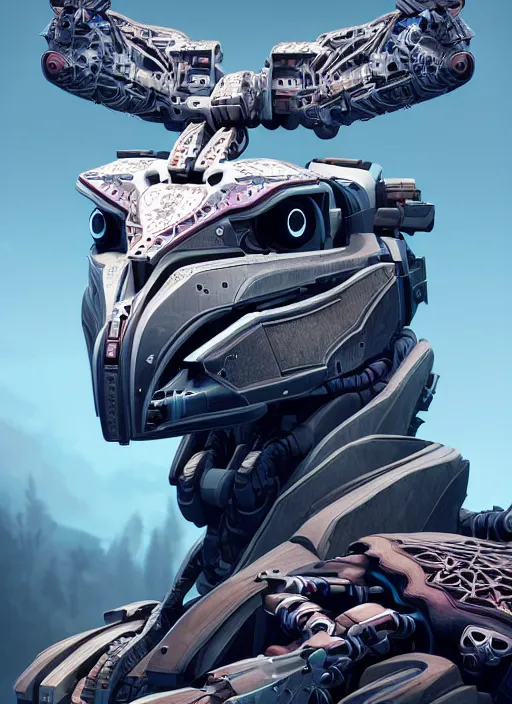 Image similar to symmetry!! portrait of a hybrid robot eagle, floral! horizon zero dawn machine, intricate, elegant, highly detailed, ray tracing, digital painting, artstation, concept art, smooth, sharp focus, illustration, art by artgerm and greg rutkowski, 8 k