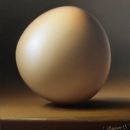 Image similar to a hyper-realistic studio oil painting of an egg; hyper-detailed; an extraordinary masterpiece!!!; flawless; trending on artstation