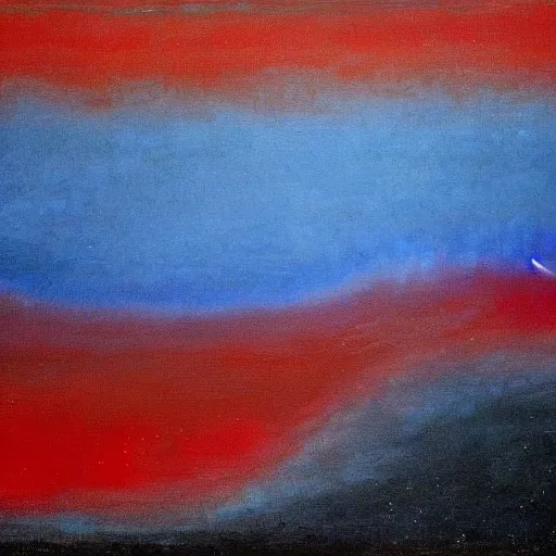 Image similar to the epic abstract painting'blue arctic void with black and red aurora borealis above a large herd of tiny reindeer ', by caspar david friedrich!!!, by rothko!!!, stunning masterpiece, trending on artstation