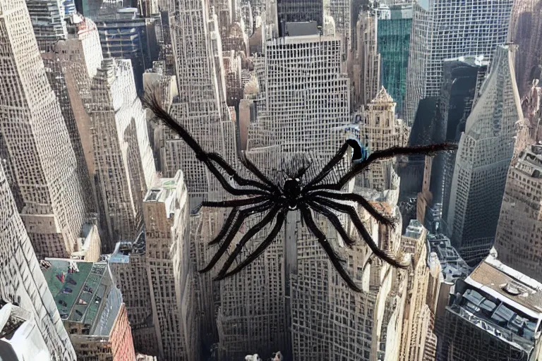 Prompt: A giant spider in the middle of Manhattan