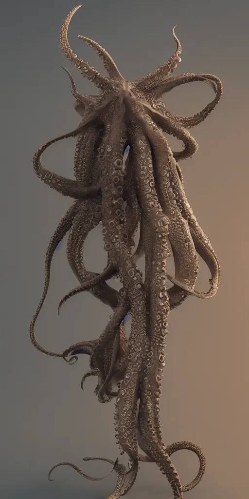 Prompt: the fractalogist, octopus transhuman, zbrush sculpture, octane render, high detail, post processing, 4 k