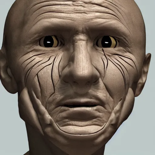 Image similar to sculpting a human face from extremely wet, streaky lines clay