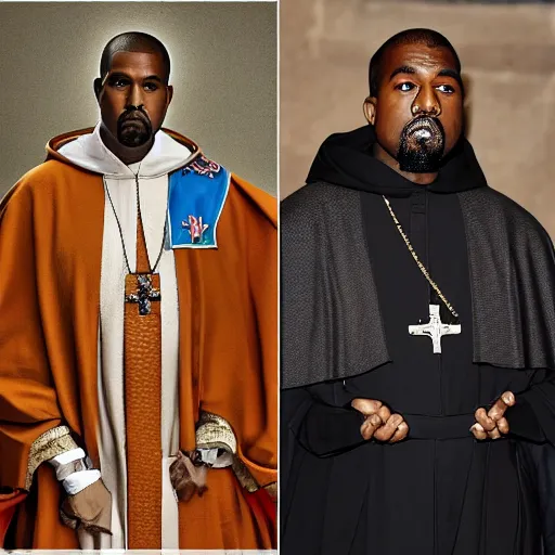 Image similar to kanye west as a medieval pope