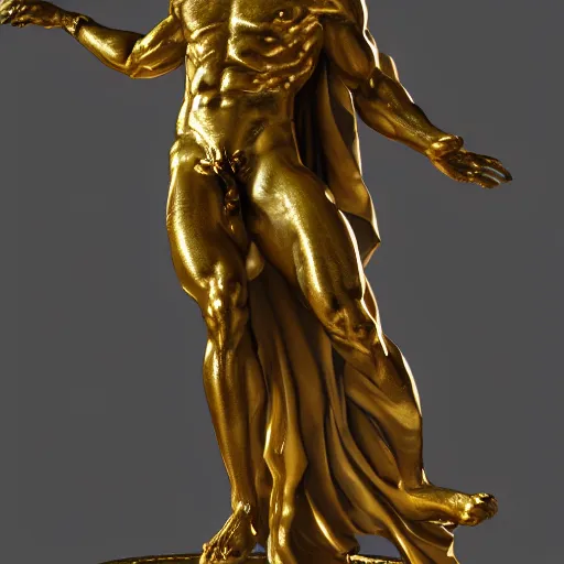 Image similar to Marble Statue of Hades, gold,hyper detailed, ultra realistic, character concept, full body, dynamic pose, 4k