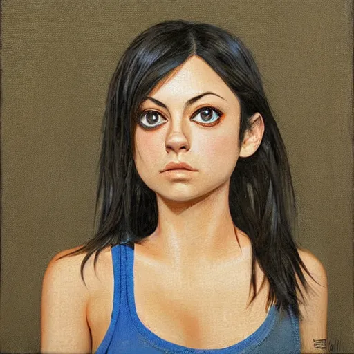 Image similar to anime mila kunis by by Hasui Kawase by Richard Schmid on canvas