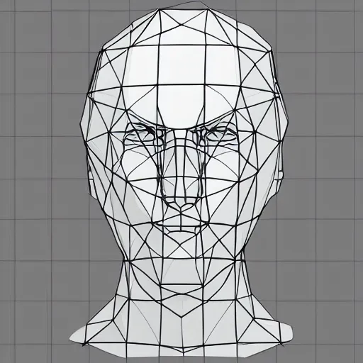 Image similar to low poly mesh model of Marcel Duchamp, vector, wireframe