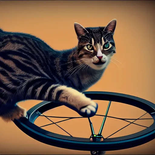 Image similar to Cat riding a unicycle, photorealistic, highly detailed, 4k